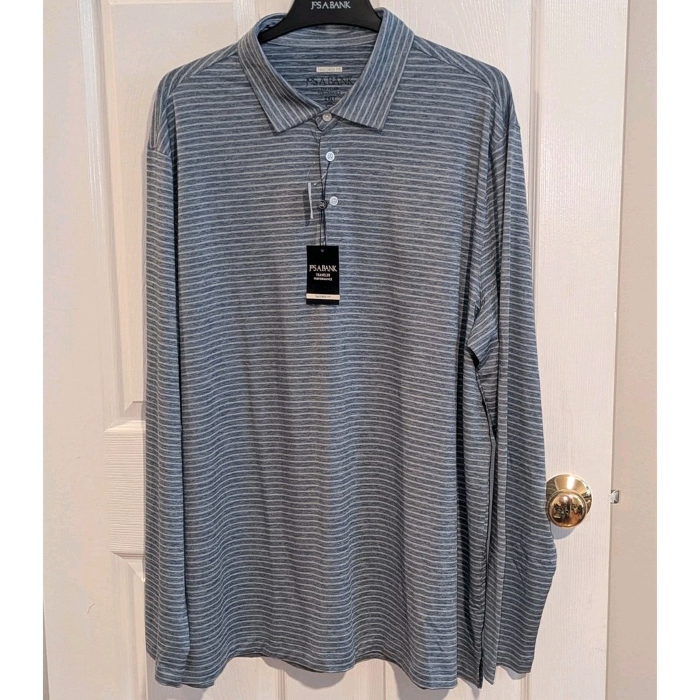 Quiet Luxury Performance Polo JOS A Bank 2XLT Coastal Grandpa NWT Blue Striped